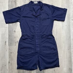 Alex Mill Navy Blue Short Jumpsuit Playsuit Work Wear Cotton Short Sleeve Romper